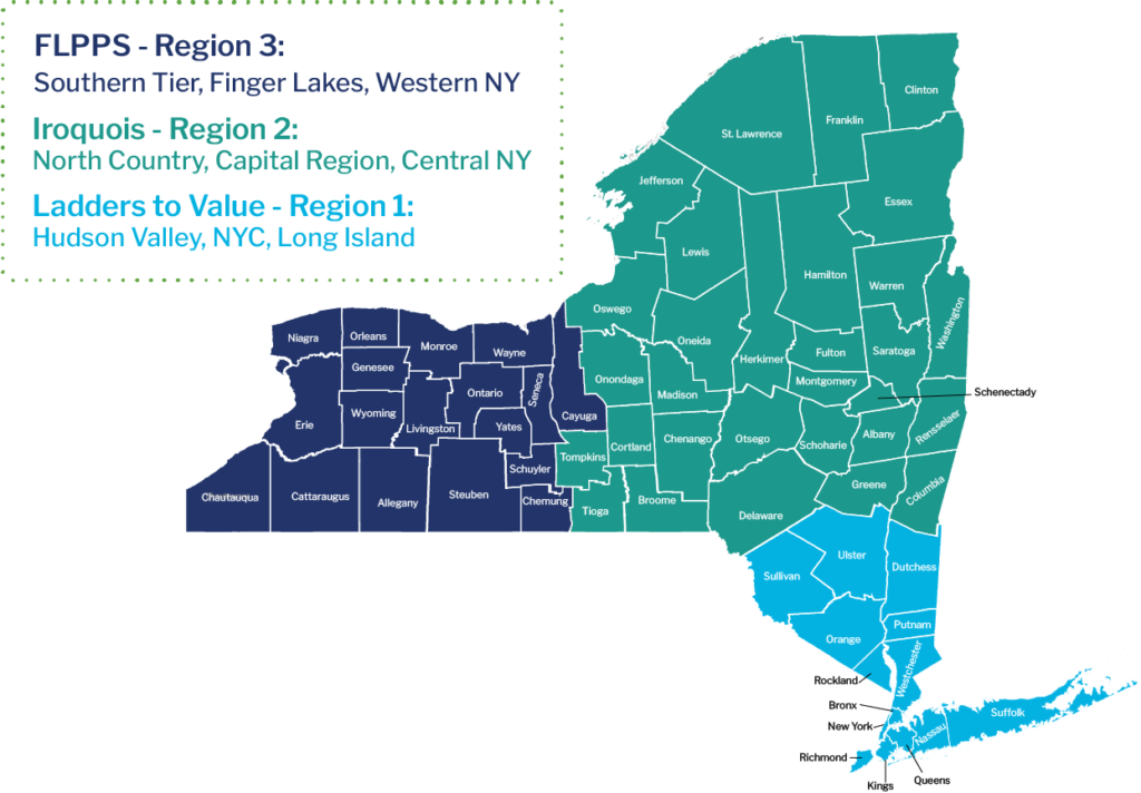 NYS Map Showing the 3 Regions for the CPT Program